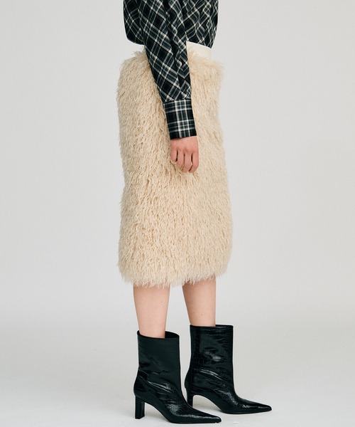 PRANK PROJECT（プランクプロジェクト）の「【2026Autumn Pre-Order】ドッキングファースカート / Docking Fur Skirt（スカート・レディース・ブラウン/ホワイト・38/36）」の19枚目の写真