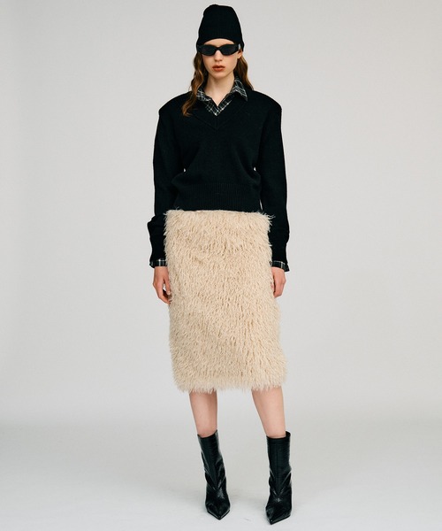 PRANK PROJECT（プランクプロジェクト）の「【2026Autumn Pre-Order】ドッキングファースカート / Docking Fur Skirt（スカート・レディース・ブラウン/ホワイト・38/36）」の4枚目の写真