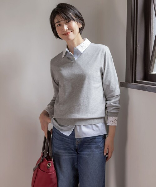J.PRESS Ladies（J.プレス レディス）の「【WEB限定・一枚で着映え】コンパクトエステネージュ 襟 袖 リムーバル シャツ ブラウス（シャツ/ブラウス・レディース・ネイビー系1/ライトグレー系1/サックスブルー系・XS）」の19枚目の写真