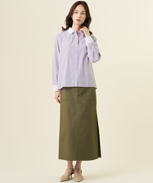 J.PRESS Ladies（J.プレス レディス）の「【WEB限定・一枚で着映え】コンパクトエステネージュ 襟 袖 リムーバル シャツ ブラウス（シャツ/ブラウス・レディース・ネイビー系1/ライトグレー系1/サックスブルー系・XS）」の21枚目の写真