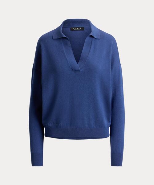 LAUREN RALPH LAUREN（ローレン ラルフ ローレン）の「コットンモダール ポロ セーター（ニット/セーター・レディース・パープル・S/M/L/XS）」の2枚目の写真