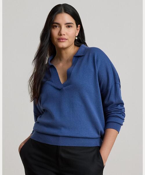 LAUREN RALPH LAUREN（ローレン ラルフ ローレン）の「コットンモダール ポロ セーター（ニット/セーター・レディース・パープル・S/M/L/XS）」の7枚目の写真
