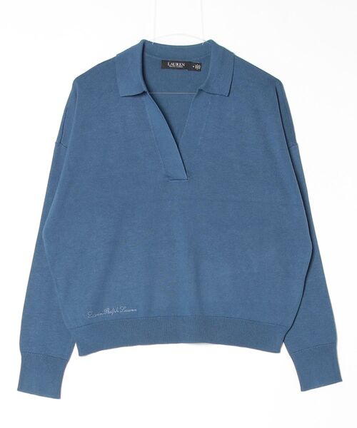 LAUREN RALPH LAUREN（ローレン ラルフ ローレン）の「コットンモダール ポロ セーター（ニット/セーター・レディース・パープル・S/M/L/XS）」の8枚目の写真