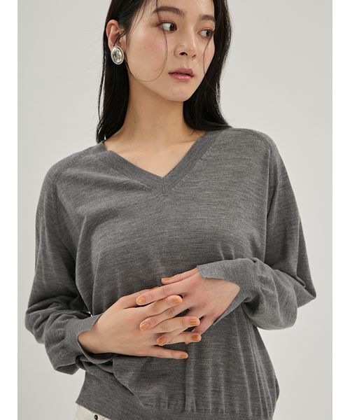 Mila Owen(ミラオーウェン)の「wool100%ハイゲージVネックニット(ニット/セーター・レディース・ボルドー/モカ/ライトブルー/グレー・F)」の22枚目の写真