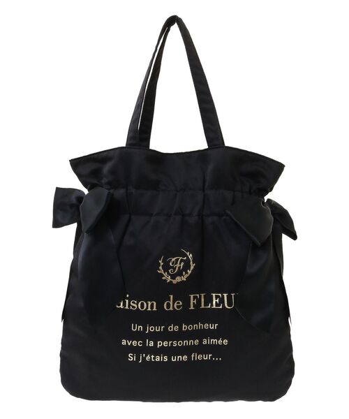 Maison de FLEUR(メゾンドフルール)の「ダブルリボンギャザートートバッグ(トートバッグ・レディース・ブラック/ピンク系その他2/ピンク・FREE)」の7枚目の写真