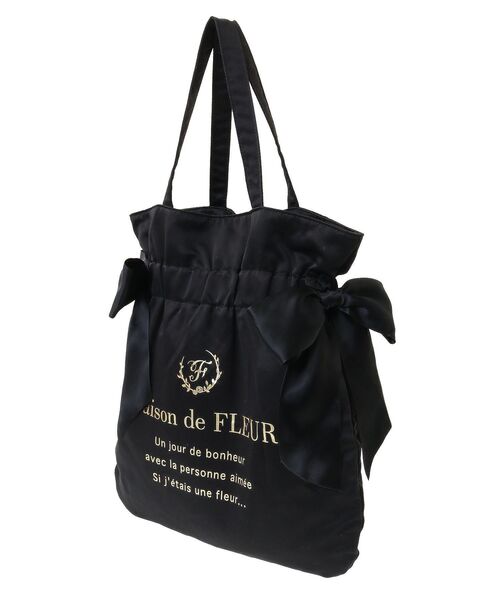 Maison de FLEUR(メゾンドフルール)の「ダブルリボンギャザートートバッグ(トートバッグ・レディース・ブラック/ピンク系その他2/ピンク・FREE)」の8枚目の写真