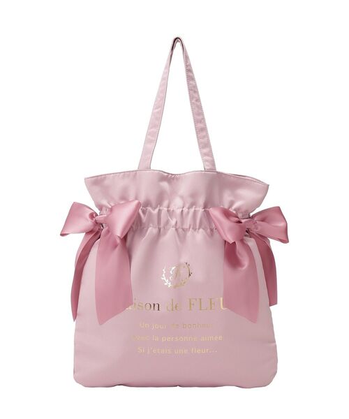Maison de FLEUR(メゾンドフルール)の「ダブルリボンギャザートートバッグ(トートバッグ・レディース・ブラック/ピンク系その他2/ピンク・FREE)」の16枚目の写真