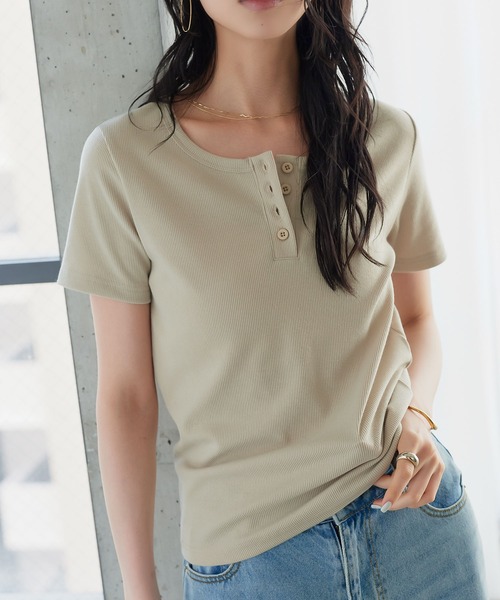 KOBE LETTUCE(コウベレタス)の「ヘンリーネックリブカットソー(Tシャツ/カットソー・レディース・ネイビー/オフホワイト/ブラウン/ベージュ系/ブラック・M)」の17枚目の写真