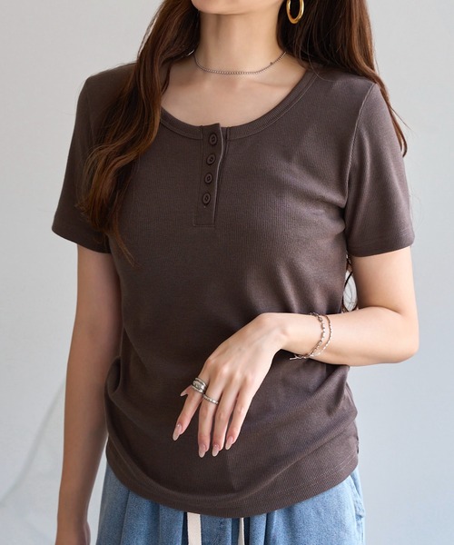 KOBE LETTUCE(コウベレタス)の「ヘンリーネックリブカットソー(Tシャツ/カットソー・レディース・ネイビー/オフホワイト/ブラウン/ベージュ系/ブラック・M)」の11枚目の写真