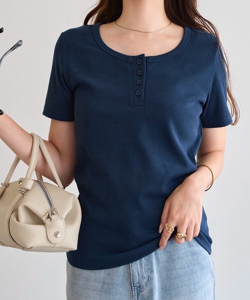 KOBE LETTUCE(コウベレタス)の「ヘンリーネックリブカットソー(Tシャツ/カットソー・レディース・ネイビー/オフホワイト/ブラウン/ベージュ系/ブラック・M)」の19枚目の写真