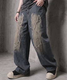 FREE DEE（フリー ディー）の「A'GEM/9 × .kom 『FREE DEE/フリーデイ』Cut-Off Tribal Curved Denim Pants /カットオフ カーブ デニムパンツ（デニムパンツ）」