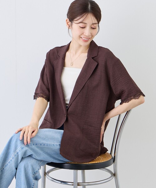 Jayro（ジャイロ）の「カフスレーステーラードジャケット（テーラードジャケット・レディース・ダークブラウン/ベージュ/ブラック・M）」の15枚目の写真