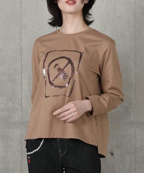 STUDIO PICONE(スタジオピッコーネ)の「コットン混スパンコール刺繍プルオーバー(Tシャツ/カットソー・レディース・ホワイト/ベージュ/ブラック・LL/L/M)」の14枚目の写真