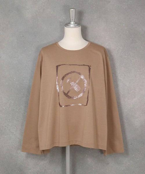 STUDIO PICONE(スタジオピッコーネ)の「コットン混スパンコール刺繍プルオーバー(Tシャツ/カットソー・レディース・ホワイト/ベージュ/ブラック・LL/L/M)」の6枚目の写真