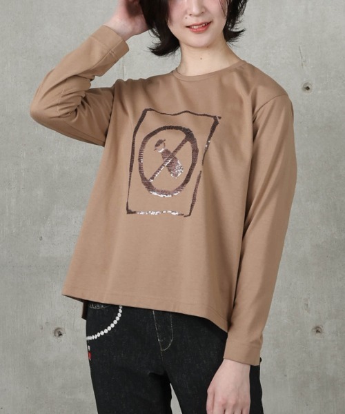 STUDIO PICONE(スタジオピッコーネ)の「コットン混スパンコール刺繍プルオーバー(Tシャツ/カットソー・レディース・ホワイト/ベージュ/ブラック・LL/L/M)」の10枚目の写真