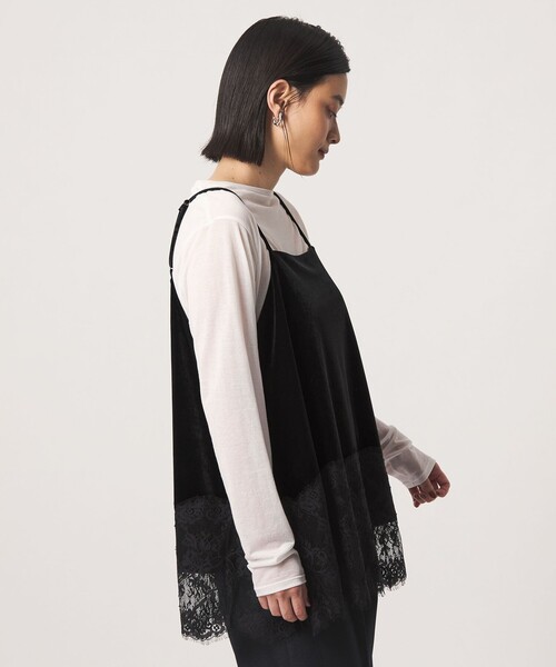 A DAY IN THE LIFE UNITED ARROWS(アデイインザライフユナイテッドアローズ)の「ベロア裾レースキャミソール <A DAY IN THE LIFE>(Tシャツ/カットソー・レディース・ブラック/ナチュラル/ダークブラウン・FREE)」の5枚目の写真
