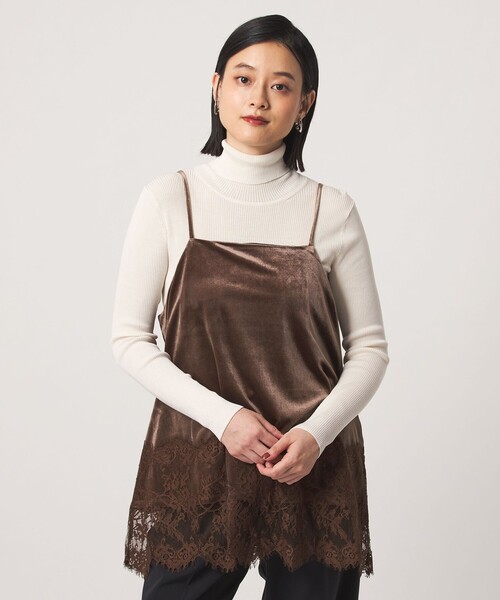 A DAY IN THE LIFE UNITED ARROWS(アデイインザライフユナイテッドアローズ)の「ベロア裾レースキャミソール <A DAY IN THE LIFE>(Tシャツ/カットソー・レディース・ブラック/ナチュラル/ダークブラウン・FREE)」の7枚目の写真