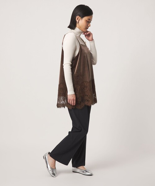 A DAY IN THE LIFE UNITED ARROWS(アデイインザライフユナイテッドアローズ)の「ベロア裾レースキャミソール <A DAY IN THE LIFE>(Tシャツ/カットソー・レディース・ブラック/ナチュラル/ダークブラウン・FREE)」の8枚目の写真