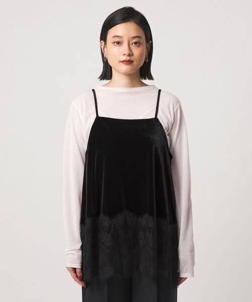 A DAY IN THE LIFE UNITED ARROWS(アデイインザライフユナイテッドアローズ)の「ベロア裾レースキャミソール <A DAY IN THE LIFE>(Tシャツ/カットソー・レディース・ブラック/ナチュラル/ダークブラウン・FREE)」の9枚目の写真