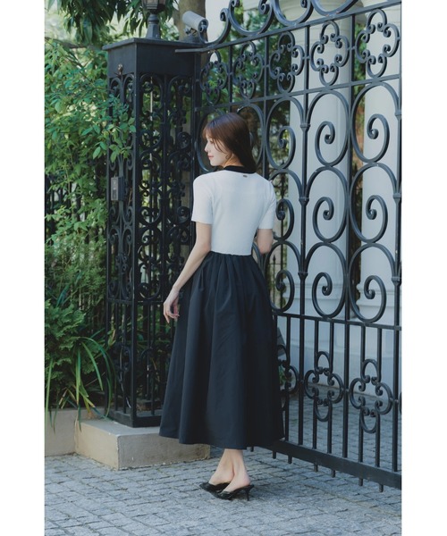 ORGUE（オルグ）の「Bi-color docking one-piece/バイカラードッキングワンピース（スカート・レディース・ブラック/ブルー/ブラック×ホワイト/アイボリー・MEDIUM/SMALL）」の12枚目の写真
