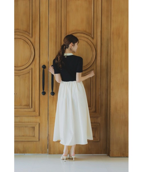 ORGUE（オルグ）の「Bi-color docking one-piece/バイカラードッキングワンピース（スカート・レディース・ブラック/ブルー/ブラック×ホワイト/アイボリー・MEDIUM/SMALL）」の7枚目の写真