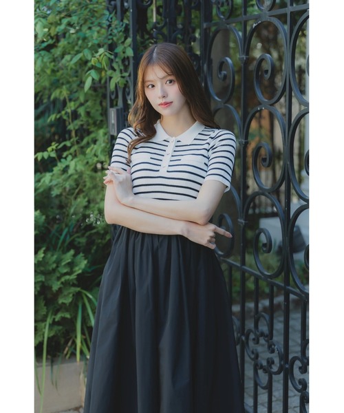 ORGUE（オルグ）の「Bi-color docking one-piece/バイカラードッキングワンピース（スカート・レディース・ブラック/ブルー/ブラック×ホワイト/アイボリー・MEDIUM/SMALL）」の10枚目の写真