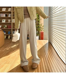 裏起毛ピンタックワイドパンツ