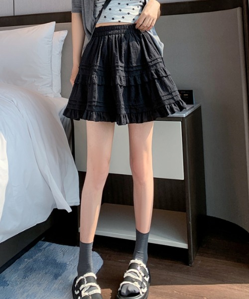 FLINEA(フリネア)の「Aラインフリルショートスカート(スカート・レディース・ホワイト/ブラック・FREE)」の12枚目の写真