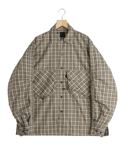 DAIWA PIER39（ダイワピア39）の「DAIWA PIER39 / ダイワ ピアサーティナイン：TECH SPORTS OPEN COLLAR SHIRT L/S GREN PLAID：BE-82026[PIE]（シャツ/ブラウス・メンズ・ライトグレー/ブラウン系その他・M）」の2枚目の写真
