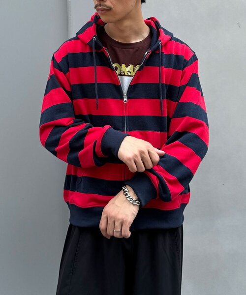 CIAOPANIC(チャオパニック)の「ボーダーダブルジップアップパーカー(Tシャツ/カットソー・メンズ・ホワイト/レッド・LARGE/MEDIUM)」の15枚目の写真