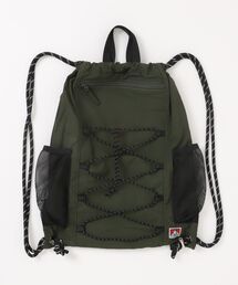 JEANS MATE（ジーンズメイト）の「【BEN DAVIS/ベンデイビス】【軽量で耐久性に優れたリップストップ素材を使用した機能系ナップサック】RIPSTOP NAPSACK/ナップサック ファスナー A4 リップストップ生地 フロントコード メッシュポケット ファスナーポケット ゴリララベル デイリー アウトドア ユニセックス（バックパック/リュック）」