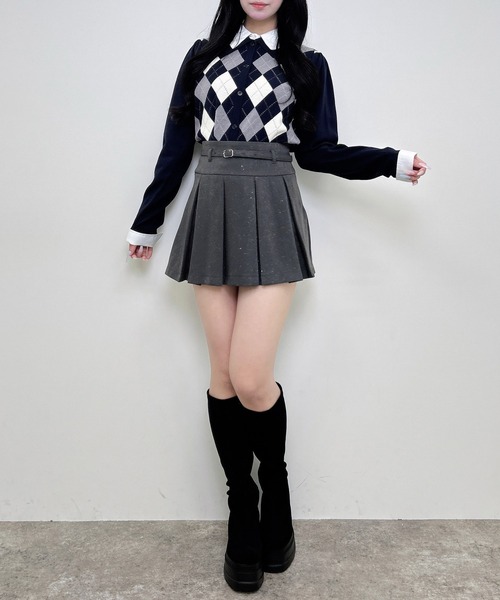 INGNI(イング)の「アーガイルシャツドッキングレイヤードニット(ニット/セーター・レディース・ネイビー/ブラウン/ボルドー/グレー・M)」の15枚目の写真