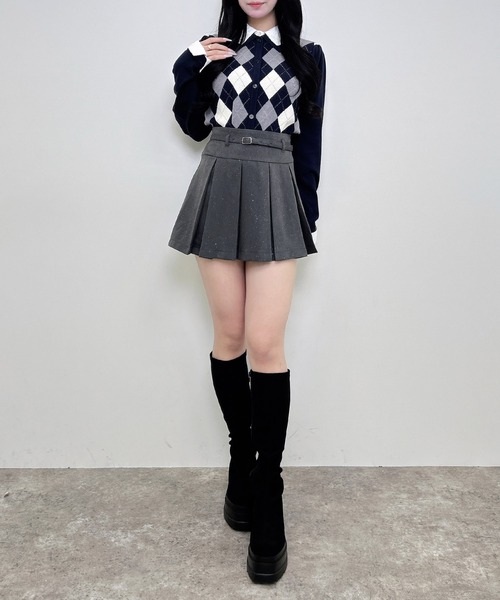 INGNI(イング)の「アーガイルシャツドッキングレイヤードニット(ニット/セーター・レディース・ネイビー/ブラウン/ボルドー/グレー・M)」の16枚目の写真
