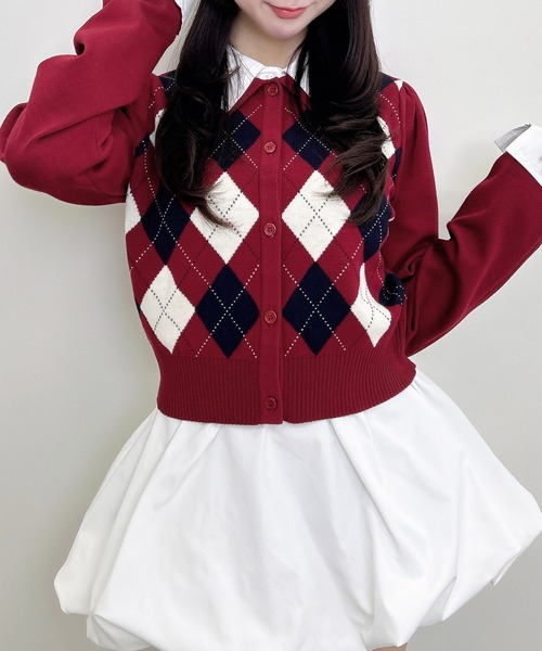INGNI(イング)の「アーガイルシャツドッキングレイヤードニット(ニット/セーター・レディース・ネイビー/ブラウン/ボルドー/グレー・M)」の18枚目の写真