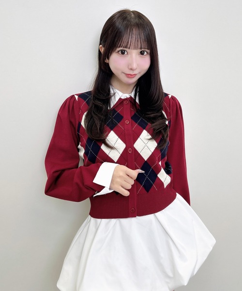 INGNI(イング)の「アーガイルシャツドッキングレイヤードニット(ニット/セーター・レディース・ネイビー/ブラウン/ボルドー/グレー・M)」の17枚目の写真