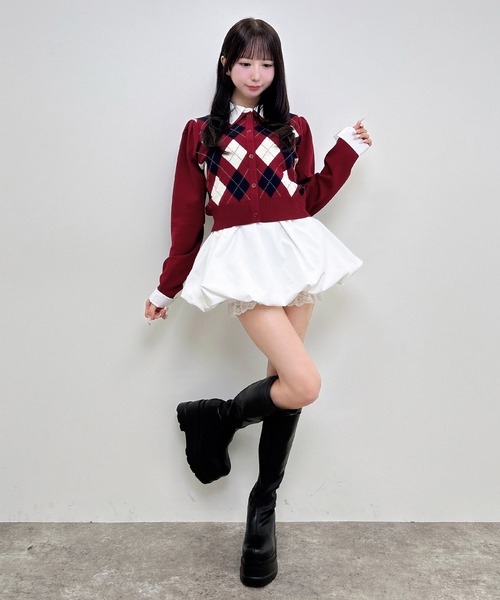 INGNI(イング)の「アーガイルシャツドッキングレイヤードニット(ニット/セーター・レディース・ネイビー/ブラウン/ボルドー/グレー・M)」の20枚目の写真