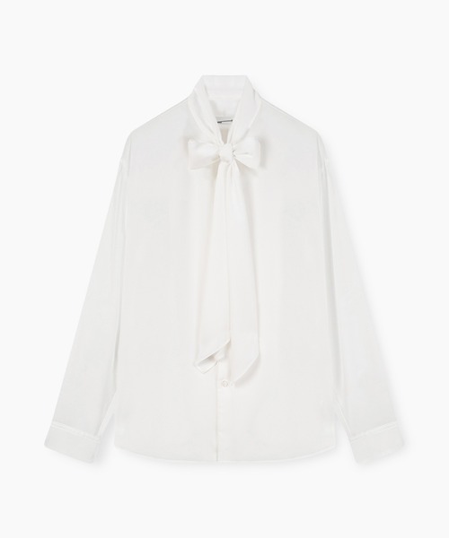 LAD MUSICIAN(ラッドミュージシャン)の「DECHINE BOW COLLAR SHIRT(Tシャツ/カットソー・メンズ・ブラック/ホワイト系/ホワイト・44/46/42)」の1枚目の写真
