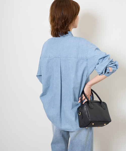 JOURNAL STANDARD relume（ジャーナルスタンダード　レリューム）の「《追加5》スタンドネックデニムフリルブラウス（シャツ/ブラウス・レディース・ブルー/ネイビー・FREE）」の14枚目の写真