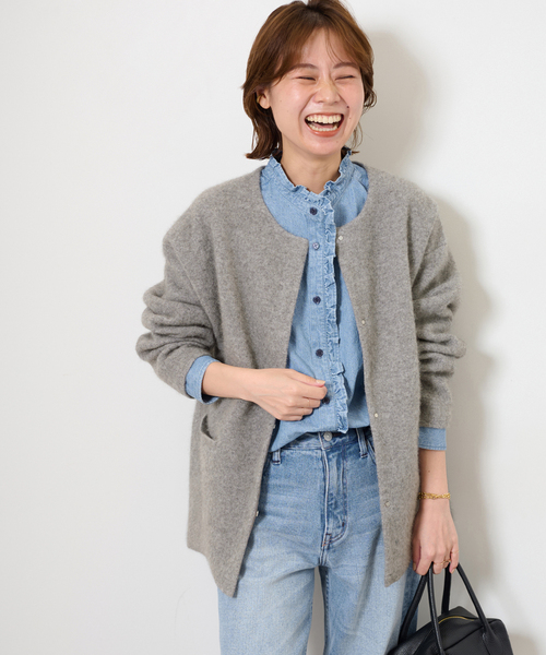 JOURNAL STANDARD relume（ジャーナルスタンダード　レリューム）の「《追加5》スタンドネックデニムフリルブラウス（シャツ/ブラウス・レディース・ブルー/ネイビー・FREE）」の19枚目の写真