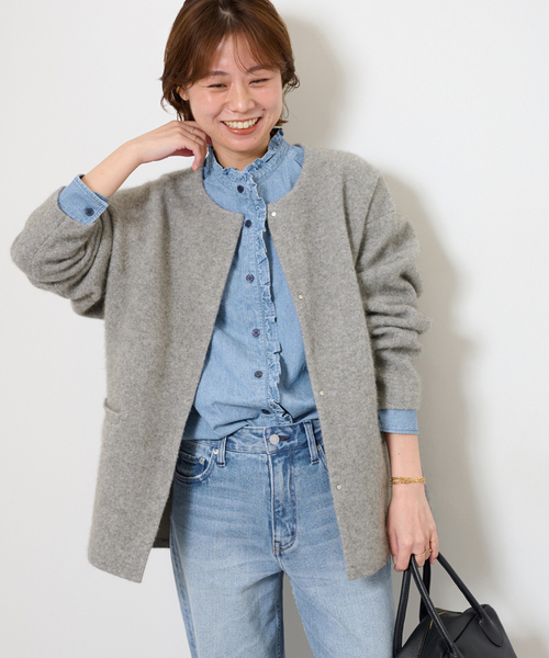 JOURNAL STANDARD relume（ジャーナルスタンダード　レリューム）の「《追加5》スタンドネックデニムフリルブラウス（シャツ/ブラウス・レディース・ブルー/ネイビー・FREE）」の20枚目の写真