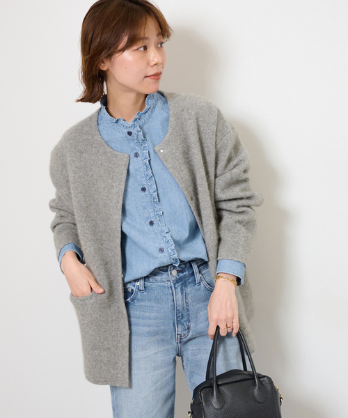 JOURNAL STANDARD relume（ジャーナルスタンダード　レリューム）の「《追加5》スタンドネックデニムフリルブラウス（シャツ/ブラウス・レディース・ブルー/ネイビー・FREE）」の21枚目の写真