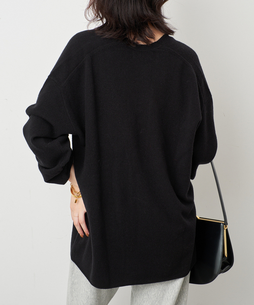 SLOBE IENA(スローブイエナ)の「《WEB限定カラーあり/》echecs Vネックプルオーバー(ニット/セーター・レディース・チャコールグレー/ピンク/カーキ/ブラック・FREE)」の9枚目の写真