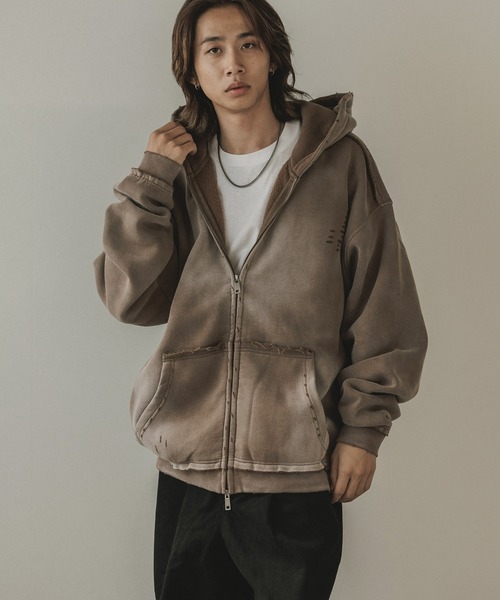 2AM（ツーエイエム）の「ヴィンテージ ウォッシュ加工 ダブルジップパーカー（パーカー・メンズ・ブラック/ブラウン・M/L）」の2枚目の写真