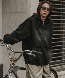 ヴィンテージ ウォッシュ加工 ダブルジップパーカー