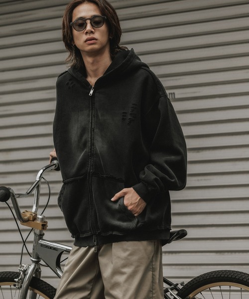 2AM（ツーエイエム）の「ヴィンテージ ウォッシュ加工 ダブルジップパーカー（パーカー・メンズ・ブラック/ブラウン・M/L）」の3枚目の写真