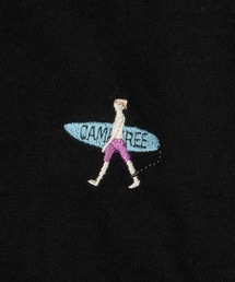 [キャンプフリー] CAMPFREE サーファー刺繍 ロンT 6.6oz 綿100％ ワンポイント 長袖Tシャツ