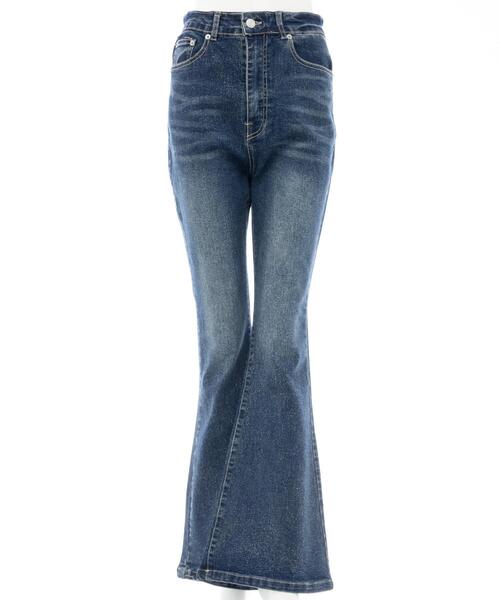 INGNI(イング)の「グリッターラメフレアデニムパンツ(デニムパンツ・レディース・ブルー系その他4・S/M)」の2枚目の写真