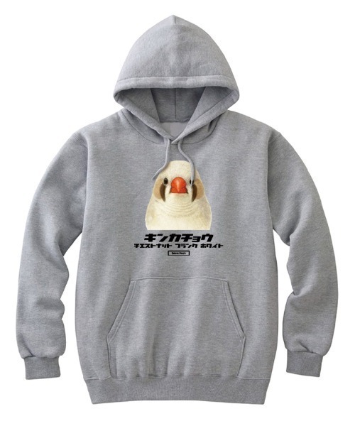 Moftique（モフティック）の「Moftique（モフティック） プルパーカー スウェット 裏毛 キンカチョウ CFW 鳥 アニマル プリント トップス レディース ユニセックス（パーカー・レディース・ホワイト/ブラック/ヘザーグレー・XS/S）」の3枚目の写真