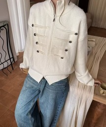 ダッフルボタンハイネックニットジャケット