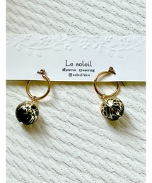 【Le soleil】大きめ艶やか　唐草ビーズピアス(MA)